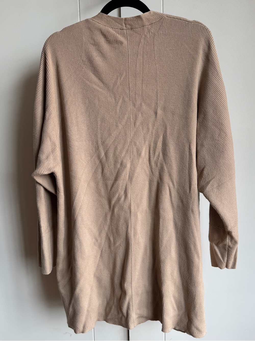 Express Open-Front Ribbed Cardigan - Beige - Picture 3 of 3